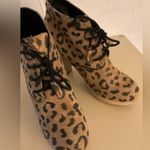 Rebecca Taylor women leopard print suede platform heel boots size 9 Photo 3