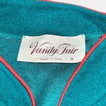Vanity Fair Vintage  Velour‎ Embroidered Housecoat Robe Small Turquoise 1/2 Zip Photo 4