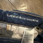 American Eagle Jeans Super Hi-Rise Shortie Womens Denim Raw Hem Zippers Shorts 6 Photo 4