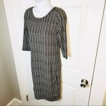 Philosophy  Abstract V-Back Bodycon Midi Dress Black Modal White M Photo 4