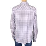 Paige  Lavender & White Plaid cotton button down shirt with chest pocket Medium Photo 8