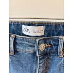 ZARA High Rise Cropped Flare Jeans Distressed Raw Hem Blue Denim Size US 8 Photo 1