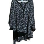Catherines Shirt Womens 3X Black White Print Abstract Asymmetrical Blouse Top Photo 0