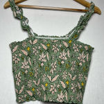 Aerie Jungle Thrills Cropped Smocked Tank Top Floral Ruffle Women Size M Photo 0