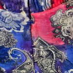 Maggie Barnes‎ Catherines 3X Sheer Blouse Tank Set Paisley Floral Button Front Blue Photo 8