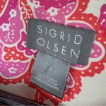 Sigrid Olsen  Floral Damask Cotton Silk Blazer Jacket Cream Pink 4 Snap Front‎ Photo 9