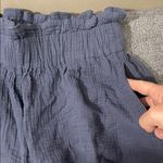 MARBLE medium High Waist Navy cotton texture paper bag Shorts Blue Photo 1