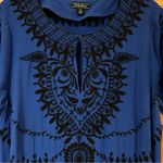 Lucky Brand  Embroidered Beaded Mini Shift Dress in Cobalt Blue & Black Size XS‎ Photo 5