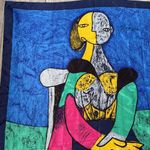 Vintage Picasso Portrait Square Scarf Abstract Art Wrap 34x34 Silky Feel Blue Photo 2