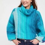 Free People Cloud Kicker Sweater XS S Ombre Blue Cowl Neck Alpaca Blend Balloon Photo 5