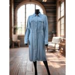 Eva Mendes Denim Shirt Dress Size 8 Snap Front Long Sleeve Chambray Midi Blue Size M Photo 1