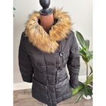 LISHIFENDI Women's Black Puffer Coat with Faux Fur Hood Size M Size M Photo 3
