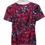 Calvin Klein Purple Red Floral Stretch Crepe Puff Sleeve Sheath Dress Size 2 Photo 8