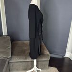 Women’s Black Asymmetrical Ruffled Midi Dress 3/4 Sleeve Zip Back Size XL NEW Photo 3