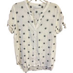 NY & Company White/Gray Tie Sleeve Blouse Sz M NWT White Size M Photo 0