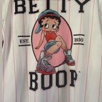 Betty Boop Shirt Womens L Baseball Jersey Novelty Button Down Uniform Top Retro Photo 9