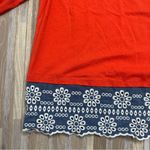 BODEN Red Orange Floral Embroidered Tunic Denim Hemline 100% Cotton Size 8 Blue Photo 1