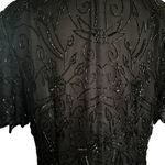 Vintage 80’s 100% Silk Jet Black Beaded Stunning Tiered Skirt Dress. Size 1X Photo 5