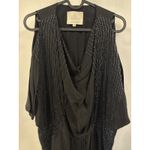 Madison Marcus Black Beaded Cold Shoulder Drape Neck Tunic Top XS Photo 4
