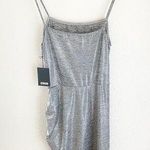 Reformation  Dress Flare Ruched Stretchy Asymmetrical Mini Party Silver L NWT Photo 1