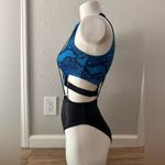 SCHMINKE Pole Dance Blue Snakeskin Lizard Wet Black Leather Custom Bodysuit 4 S Photo 3