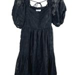 Hofmann Copenhagen Isabella Black Floral Lace Midi Dress Square Neck Puff Sleeve Size 4 Photo 0