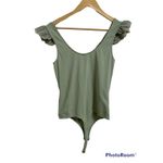VERO MODA Broderie Frill shoulder bodysuit green size Large NEW Photo 2