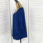 st. john's bay St. John’s Bay Embroidered Scoop V Neck Tunic Shirt Navy Blue Large Photo 2