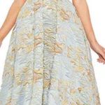 Mac Duggal  11608 Blue Brocade Puff Sleeve High Low Gown Dress Photo 0