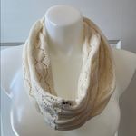 Maurice's Cream Crochet Knit Infinity Scarf with Intricate Pattern Photo 2
