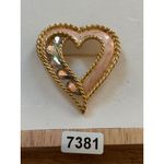 Vintage Trifani Gold Tone Heart Brooch With Pink & Iridescent Accents Floral De Photo 8