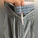 Free People Washed Blue Drawstring Cargo Linen Cotton Blend Pants Size XS Photo 1
