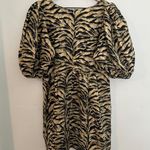 Ba&sh - Puff-Sleeve Mini Linen-Blend Dress Zebra Parisian Boho Party Cocktail Photo 4