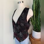 Vintage Floral Corduroy Vest L/XL Velvet Look‎ 90s Black Photo 5