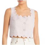 AQUA Tweed Scalloped Crop Top Size Small Lilac Side Zip Closure NWT Photo 0