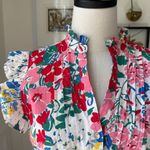 Pinch Paige Bright Days Ahead Floral Cotton Blouson Flutter Dress $98 L Blue Size L Photo 2