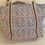 America & Beyond Beaded Embellished Embroidered Chevron Tote Bag Matching Clutch Red Photo 6
