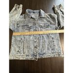 SheIn Woman’s Light Wash Blue Denim Jean Jacket Size L Button Down Photo 2