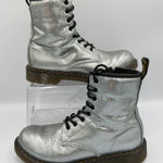 Dr. Martens  1460 Silver Crackle Metallic Combat Boots Y2K Punk Rave Festival Alt Photo 0