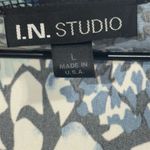 Y2K I.N Studio Floral Wrap Blouse Top L Blue Black Officecore Retro Workwear USA Size L Photo 7