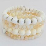GEMSTONES | White Jade & Agate Beaded Bracelet Photo 0