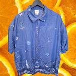 Disney Characters Blue Button Up Hawaiian Shirt Size XL Photo 0