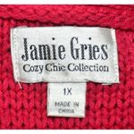 Jamie Gries Hot Pink Chunky Duster Cardigan Sweater Plus Size 1X Faux Fur Collar Photo 9