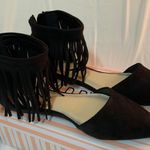 Wild Diva Lounge Fringed Black Suede Flats- Brand New Photo 0