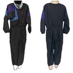 Serac Vintage 80/s Nylon Retro Ski Suit Size 10 Black Photo 1