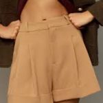 Maeve  High-Waisted Tan Shorts Photo 1