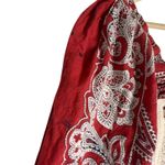 Sea New York Theodora Red Paisley Print Puff Sleeve Square Neck Crochet Trim Top Photo 8