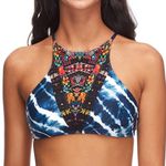Eidon  Adelina Navy Print Tie Dye Bikini Top Boho Strappy Versatile New Photo 3