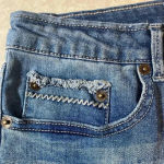 Rue 21 Rue 21 Denim Cutoff Jean Shorts with Cream Lace Crochet Accent Size 9-10 Photo 3