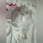 THML Sleeveless White and Pink Embellished Summery Blouse Photo 11